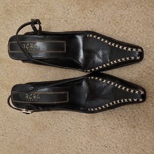 BCBG Black Leather Sling Back Shoes